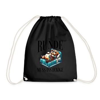I'm tired so the round has to sleep in the square - Drawstring Bag - black - Front