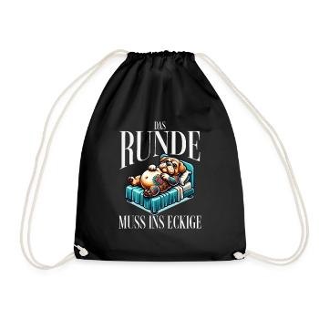 I'm tired so the round has to sleep in the square - Drawstring Bag - black - Front