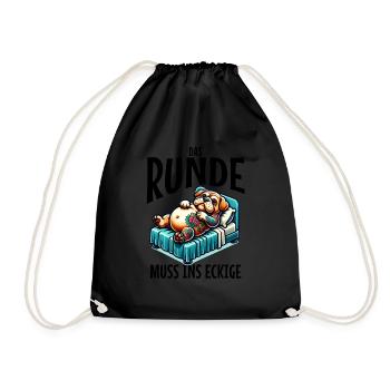 I'm tired so the round has to sleep in the square - Drawstring Bag - black - Front