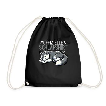 Official Sleeping Shirt She-Wolf Funny Wolf - Drawstring Bag - black - Front