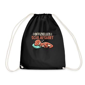 Offizielles Schlafshirt Lustiger Dinosaurier - Turnbeutel - Schwarz - Vorne