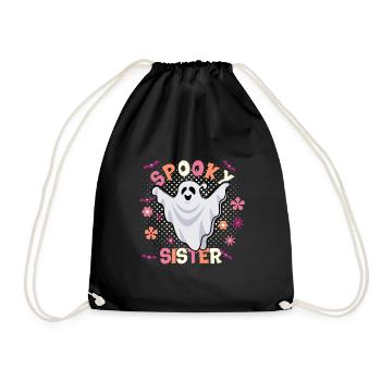 Funny Halloween Sister Spooky Sister - Drawstring Bag - black - Front