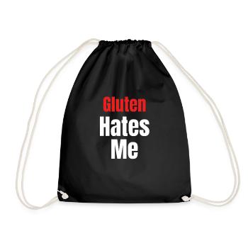 gluten hates me cereals celiac disease allergy - Drawstring Bag - black - Front