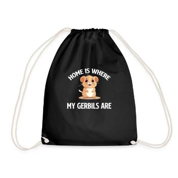 At home, my gerbils are squirrel hamsters - Drawstring Bag - black - Front