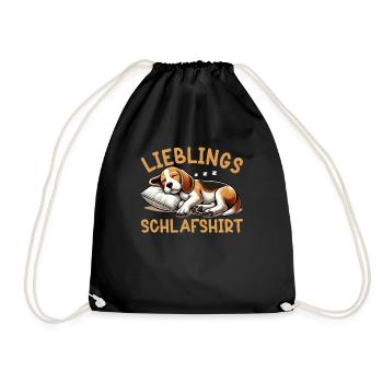 Offizielles Schlafshirt Lustiger Beagle Hund - Turnbeutel - Schwarz - Vorne