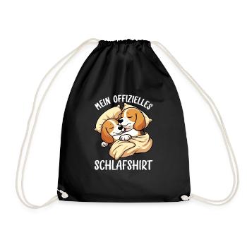 Offizielles Schlafshirt Lustiger Beagle Hund - Turnbeutel - Schwarz - Vorne