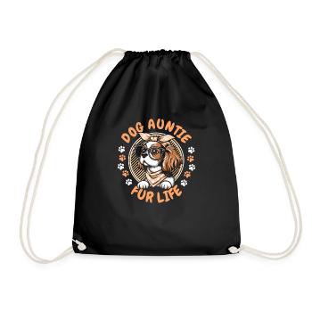 King Charles Cavalier Dog Aunt For Life - Drawstring Bag - black - Front