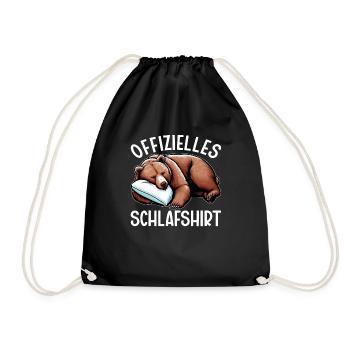 Offizielles Schlafshirt Lustiger Grizzly Bär - Turnbeutel - Schwarz - Vorne