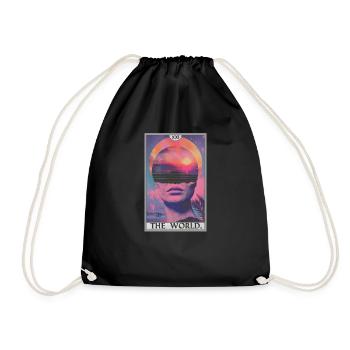 Tarot Card Tarot Card The World - Drawstring Bag - black - Front
