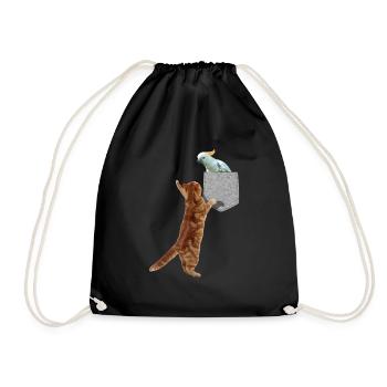 Chat Atteignant Le Cacatoès Dans Fausse Poche Imprimée - Sac de sport léger - noir - Devant