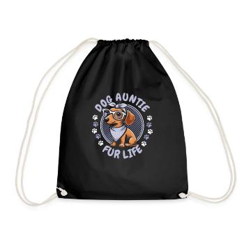 Dachshund Dachshund Dog Aunt For Life - Drawstring Bag - black - Front