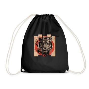 80er Jahre Retro Japanischer Tiger - Turnbeutel - Schwarz - Vorne