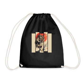 80er Jahre Retro Japanischer Tiger - Turnbeutel - Schwarz - Vorne