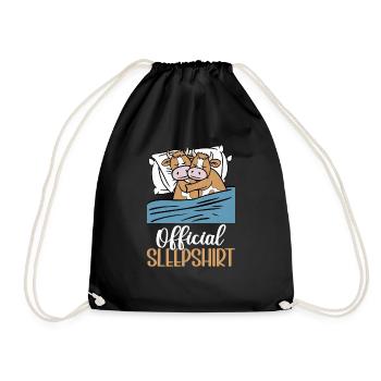 Cow Official Sleep Shirt Funny Cow Pajamas - Drawstring Bag - black - Front