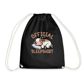 Kuh Offizielles Schlafshirt Lustige Kuh Pyjama - Turnbeutel - Schwarz - Vorne