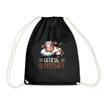 Cow Official Sleep Shirt Funny Cow Pajamas - Drawstring Bag - black - Front