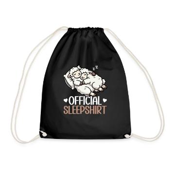 Official Sleep Shirt Funny Sheep Pajamas - Drawstring Bag - black - Front