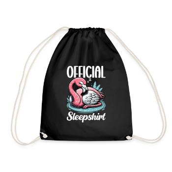 Offizielles Schlafshirt Lustiger Flamingo Pyjama - Turnbeutel - Schwarz - Vorne