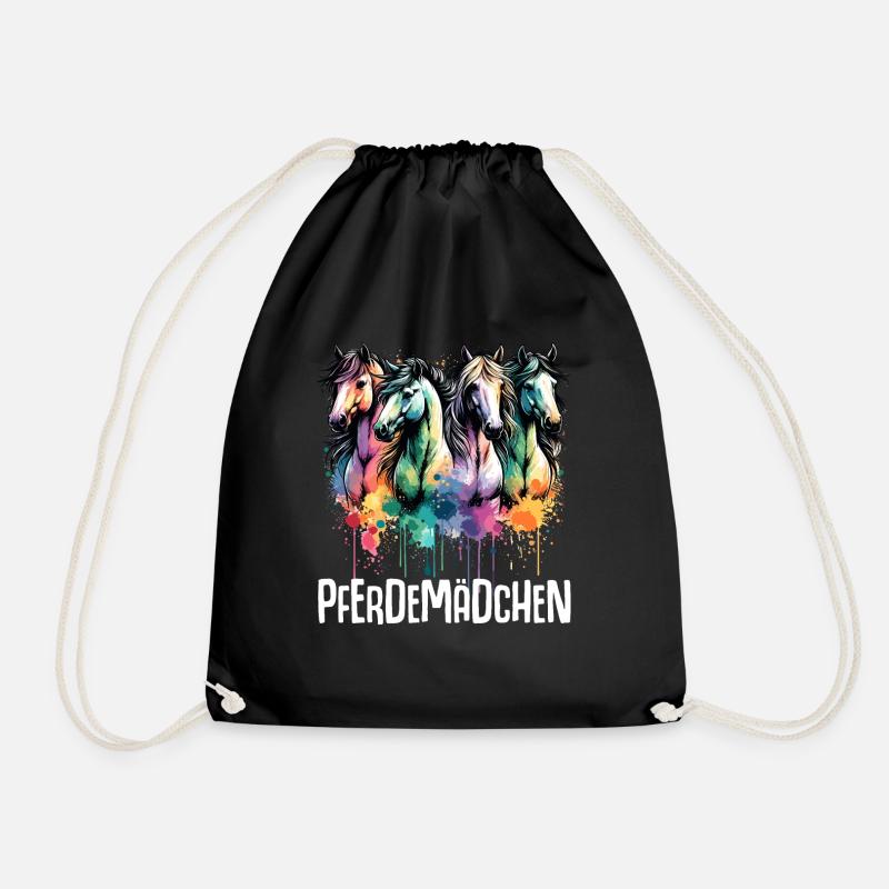Pferd Geschenk Geburtstag Pferdemädchen Mädchen - Turnbeutel - Schwarz