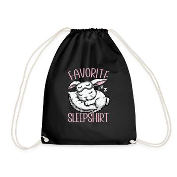 Offizielles Schlafshirt Lustiges Kaninchen Rabbit - Turnbeutel - Schwarz - Vorne