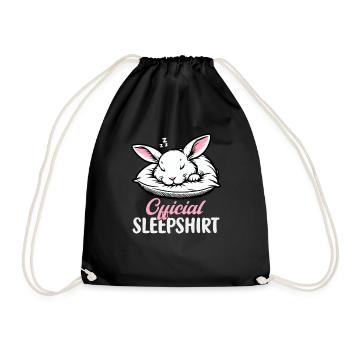 Offizielles Schlafshirt Lustiges Kaninchen Rabbit - Turnbeutel - Schwarz - Vorne