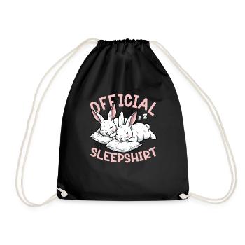 Official Sleeping Shirt Funny Rabbit Rabbit - Drawstring Bag - black - Front