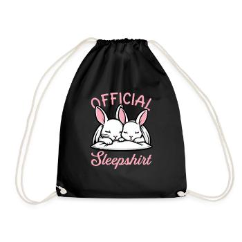 Offizielles Schlafshirt Lustiges Kaninchen Rabbit - Turnbeutel - Schwarz - Vorne