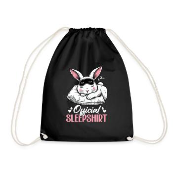 Official Sleeping Shirt Funny Rabbit Rabbit - Drawstring Bag - black - Front