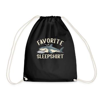 Official Sleep Shirt Funny Shark Pajamas - Drawstring Bag - black - Front