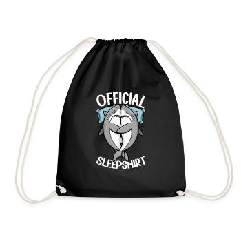 Official Sleep Shirt Funny Shark Pajamas - Drawstring Bag - black - Front