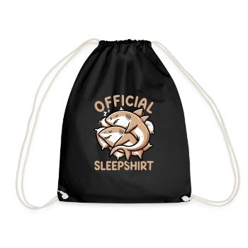 Official Sleep Shirt Funny Shark Pajamas - Drawstring Bag - black - Front