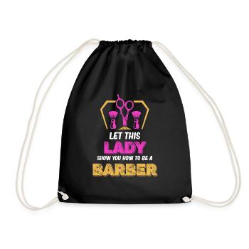 Let this lady show you how to make a - Drawstring Bag - black - Front