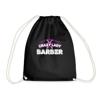 Crazy Lady Barber Barbershop Fashion Cosmetologist - Drawstring Bag - black - Front
