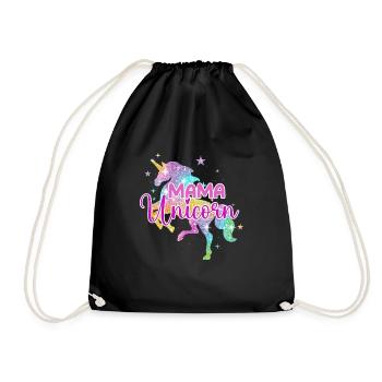 Mama Unicorn - Fabeltier Fantasy Wesen - Turnbeutel - Schwarz - Vorne