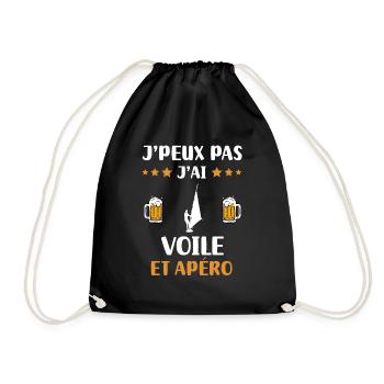 I can't I sailed aperitif humor gift - Drawstring Bag - black - Front