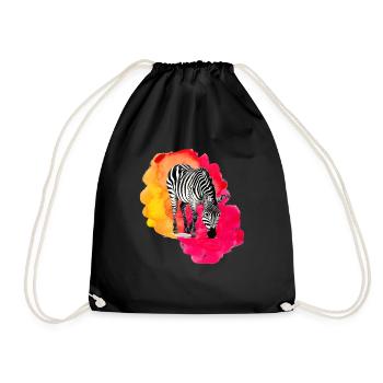 Zèbre Afrique Zoo Sauvage Animaux Rayures Coloré - Sac de sport léger - noir - Devant
