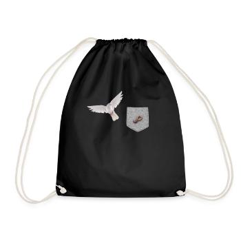 Vogel, der nach Wurm in falscher Tasche greift Lustiger Vogel - Turnbeutel - Schwarz - Vorne