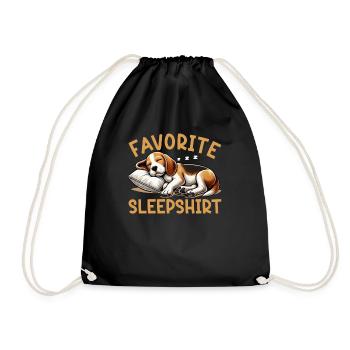 Offizielles Schlafshirt Lustiger Beagle Hund - Turnbeutel - Schwarz - Vorne