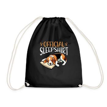 Offizielles Schlafshirt Lustiger Beagle Hund - Turnbeutel - Schwarz - Vorne