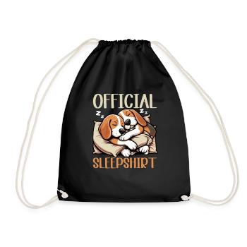 Offizielles Schlafshirt Lustiger Beagle Hund - Turnbeutel - Schwarz - Vorne
