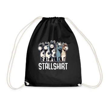 Pferde Stall Geschenk Gbeurtstag Reiten - Turnbeutel - Schwarz - Vorne