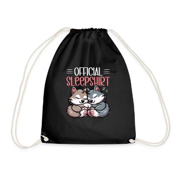 Official Sleeping Shirt She-Wolf Funny Wolf - Drawstring Bag - black - Front