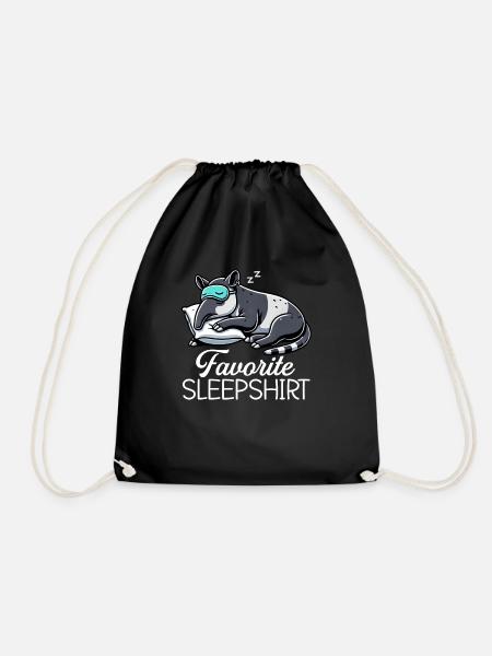 Offizielles Schlafshirt Lustiger Tapir Pyjama - Turnbeutel - Schwarz