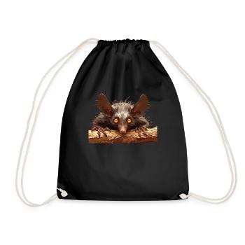Aye-Aye Finger Animals Finger Animal - Drawstring Bag - black - Front
