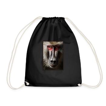 Baboon Paviane Pavian - Drawstring Bag - black - Front