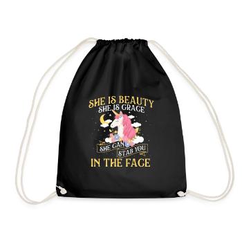 She Is Beauty - Licorne arc-en-ciel Animal mythique - Sac de sport léger - noir - Devant