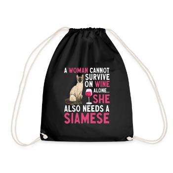 Siamese Cat Siamese Cat - Drawstring Bag - black - Front