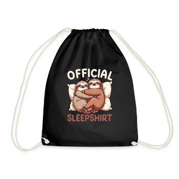 Offizielles Schlafshirt Lustiges Faultier Pyjama - Turnbeutel - Schwarz - Vorne