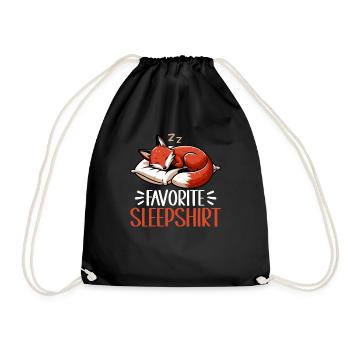 Official Sleep Shirt Funny Fox Pajamas - Drawstring Bag - black - Front