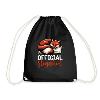 Official Sleep Shirt Funny Fox Pajamas - Drawstring Bag - black - Front